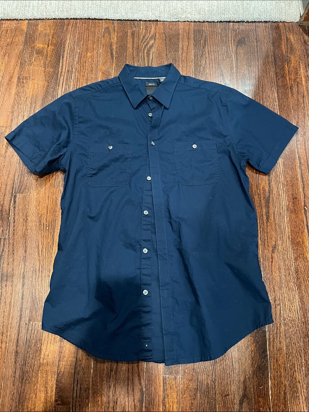 jf j.ferrar Men's Short-Sleeve Button-Down Shirt in Navy